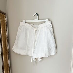 White linen shorts